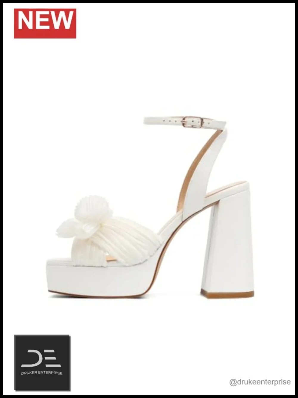 Modatope Platform Heels for Women Bow Chunky Heel Square Open Toe Ankle Strap